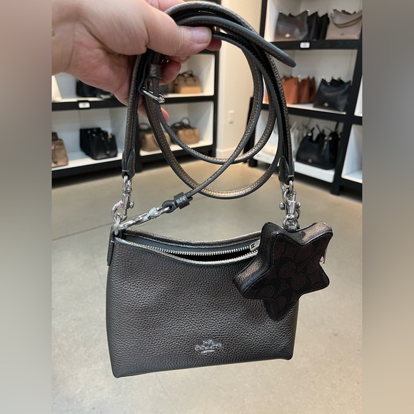 NWT Coach Laurel Small Shoulder Bag With Star Charm CCF16 pebbled leather/Silver